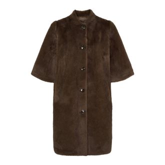 Notyz Cappotto Lungo in Ecopelliccia - - Jackets - Donna - Marrone - L