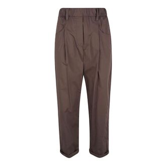 Brunello Cucinelli Brunello Cucinelli, Straight Trousers, female, Brown, Size: L Five-pocket Track Trousers