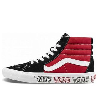 Vans SK8-HI Sidewall Logo Black Racing Red Suede Skate Shoes Black Racing Red VN0A4BV6SXX