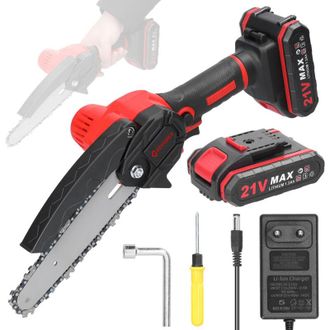 Elle Motosierra Inal&aacute;mbrica De 6 Pulgadas - 2 Bater&iacute;as De 1200 Mah - Motor Sin Escobillas - Velocidad De Corte: 5 M/s - Para Podar Y Partir Le&ntilde;a