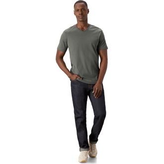 Pact Organic Cotton Softspun Essential V-Neck Tee in Castor Green at Nordstrom, Size Medium