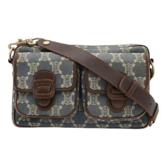 Celine Pre-owned Cross Body Bags, female, Brown, Size: ONE SIZE Pre-owned Macadam Denim Canvas Shoulder Bag