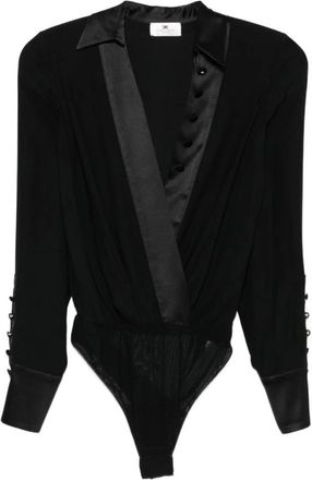 Elisabetta Franchi Dames, Tops, Zwart, Maat: L Satijn