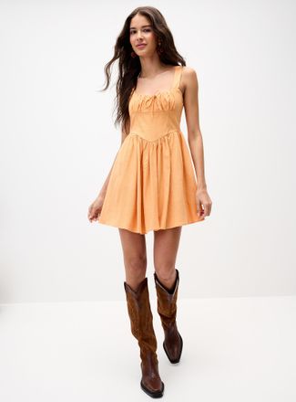 Twik Womens Linen-blend bustier-effect minidress