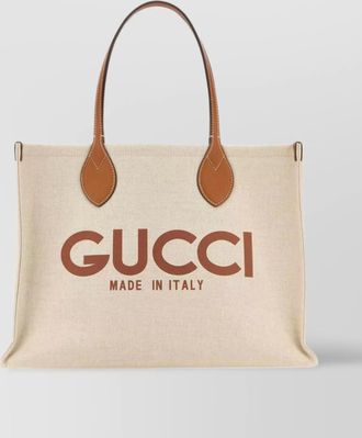 Gucci canvas shopping bag leather handles