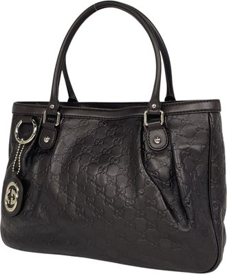 Gucci Dark Brown Leather Shoulder Bag Tote Bag (Pre-Owned)