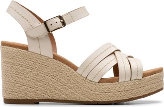 Clarks Womens Sabina Strap Sandal, Cream Leather, 8 UK
