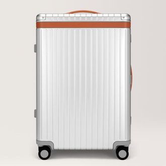 Carl Friedrik Check-in Luggage - Hard case in Aluminium - Silver / Cognac Brown