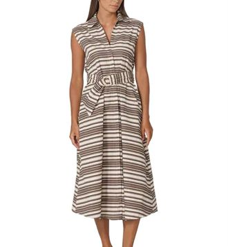 Lusana Chloe Poplin Dress In Beachmark Stripe