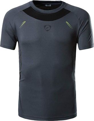 Jeansian Men Sport T-Shirt Short Sleeve Fit Tennis Golf Bowling Tee Shirt Top LSL3225 Gray S