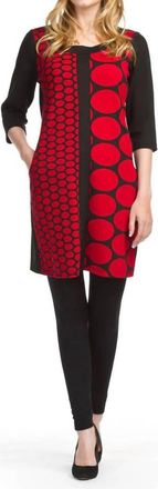 Papillon Big & Small Dot 3/4 Sleeve Dress In Black/red