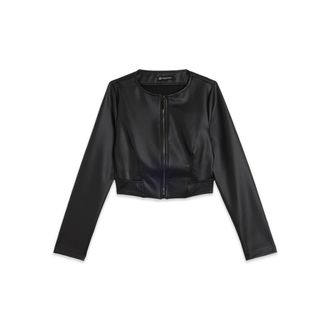 Freddy Giacca cropped in similpelle con zip in metallo