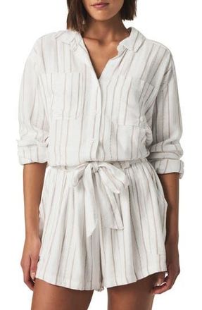 Splendid Gabrielle Stripe Button-Up Shirt in White/Fawn at Nordstrom Rack, Size X-Small