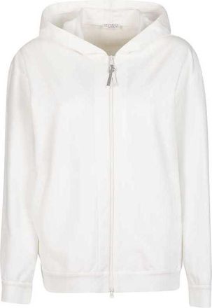 Brunello Cucinelli Natural Cotton Zip Hoodie, Size XXS