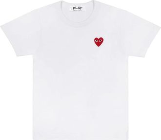 Comme Des Gar&ccedil;ons Rood Hart Embleem Katoenen T-Shirt - Heren - T-shirts - Wit - S - Katoen - Tops