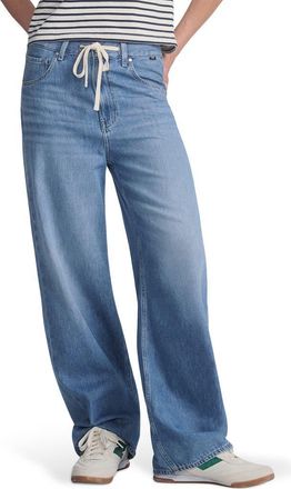 Mavi Nella Wide Leg Drawstring Jeans in Light Blue Well Blue at Nordstrom, Size 29 X 30