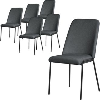 ML Design Ml-design Juego 6x Sillas De Comedor Antracita Poli&eacute;ster Tapizado Con Patas De Metal Asiento Acolchado Con Respaldo Dise&ntilde;o Atemporal Mueble Ergon&oacute;mico