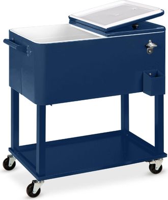 Best Choice Products 80qt Steel Rolling Cooler Cart w/ Bottle Opener, Catch Tray, Drain Plug, Locking Wheels