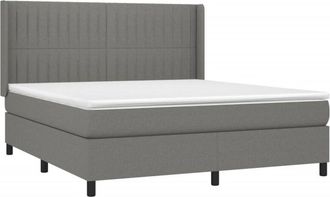 vidaXL Vidaxl - Cama Box Spring Colch&oacute;n Y Luces Led Tela Gris Oscuro 160x200 Cm