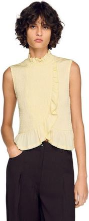 Sandro Ruffled smocked top in Light Yellow at Nordstrom, Size X-Small