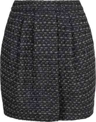 Emporio Armani Tweed straight mini-rok - Zwart