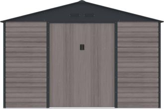 VENTE-UNIQUE.COM Cobertizo de jard&iacute;n acero gris antracita, color natural oscuro