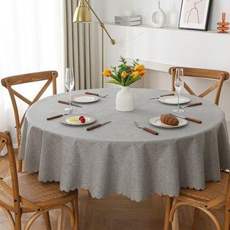OEM Mantel Redondo De 120 Cm De Di&aacute;metro, Tejido Resistente Y Lavable, Ideal Para Buf&eacute;s, Fiestas, Cenas, Bodas Y Baby Showers (gris Claro)