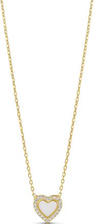 SHYMI Everyday Pav&eacute; & Enamel Heart Pendant Necklace in Gold/White at Nordstrom