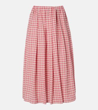 Faithfull The Brand Agora checked cotton midi skirt