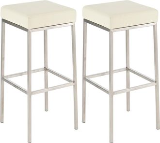 Clp Set de 2 Taburetes de bar con reposapiés en Simil cuero Crema