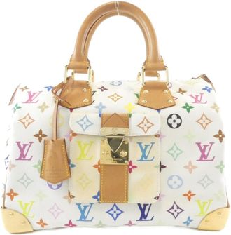 Louis Vuitton White Coated Canvas Boston Bag (Pre-Owned)