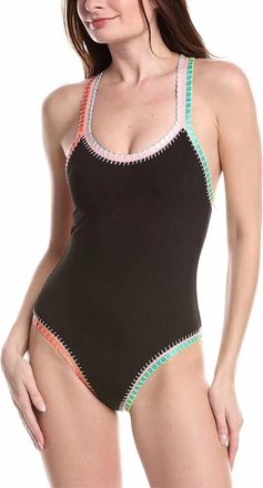 PQ Swim Crochet Trim One-Piece Swimsuit In Black Pearl