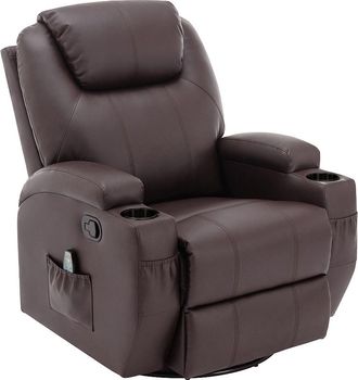 Vente-Unique Sillón de masaje SILVANO de piel sintética - Marrón