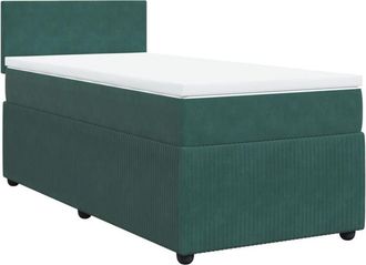 vidaXL Cama Box Spring Con Colch&oacute;n Terciopelo Verde Oscuro 90x190 Cm Vidaxl