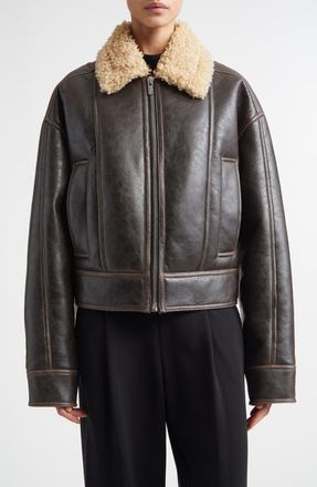 A.L.C. Stevie Faux Shearling Collar Jacket in Deepest Brown at Nordstrom, Size X-Small