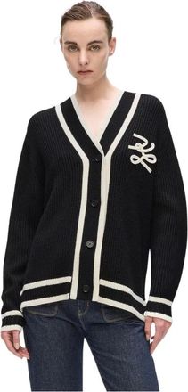 Karl Lagerfeld Truien & Vesten, Dames, Zwart, M, Wol, Soutache Autograph Cardigan