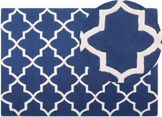 Beliani Rug SILVAN Navy Blue 140 x 200 cm Wool