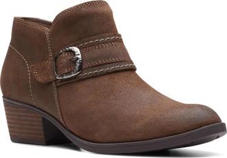 Clarks Charlten Bay 26174179 Boots Womens Dark Tan Suede Ankle Bootie LION602