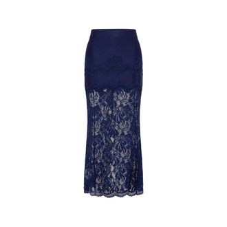 Paco Rabanne Lace-panelled Jersey Midi Skirt