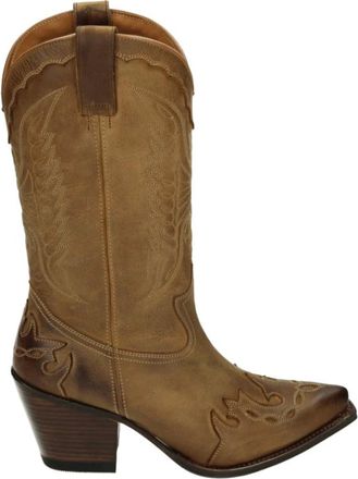 Sendra Schoenen, Dames, Bruin, 37 EU, Leer, Westernlaars in cognac nubuck leer