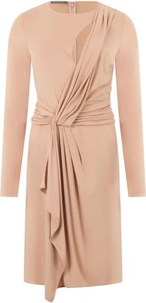 Alberta Ferretti Gekreelde Jurk met Riem - Dames - Korte kleedjes - Roze - S - Kleedjes