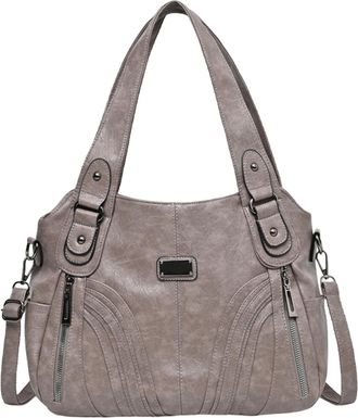 Generic PU Leather Shoulder Bag Fashion Crossbody Bag Large Tote Bags for Women (Khaki)