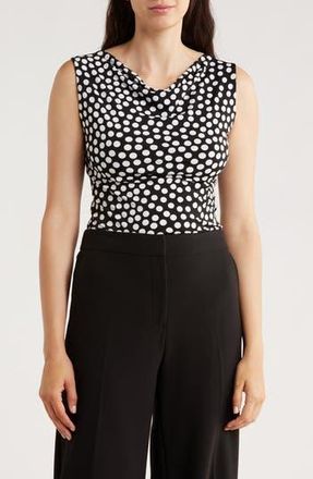 Renee C Polka Dot Cowl Neck Sleeveless Crop Top in Black at Nordstrom Rack, Size X-Large