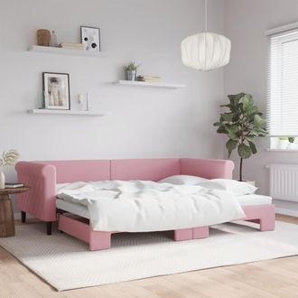 vidaXL Sof&aacute; Cama Nido Terciopelo Rosa 90x200 Cm Vidaxl