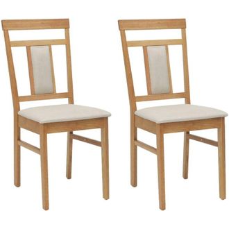 vidaXL Dining Chair 2 pcs Natural and Light Solid Rubber Wood vidaXL