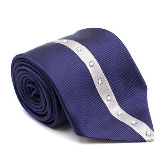 Duchamp Silk Navy & Silver Panel Diamante Tie