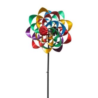 Giro Elemento Decorativo De Jard&iacute;n Giro Rainbow Flower Doble Rotores 122 Cm