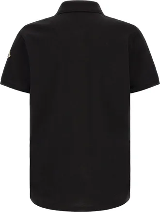Moncler Mens Black Cotton Polo Shirt