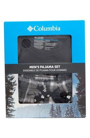 Columbia Long Sleeve Thermal Shirt & Plaid Flannel Pants Pajamas in City Grey/Trapper Window at Nordstrom Rack, Size X-Large
