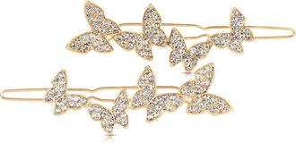 Ettika Whimsical Set of 2 Crystal Butterfly Barrettes in Gold at Nordstrom